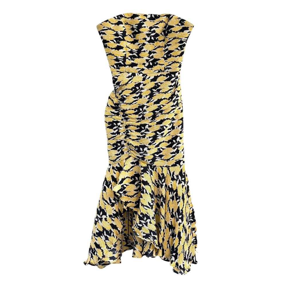C/MEO Collective Yellow Black White Printed Midi Dress